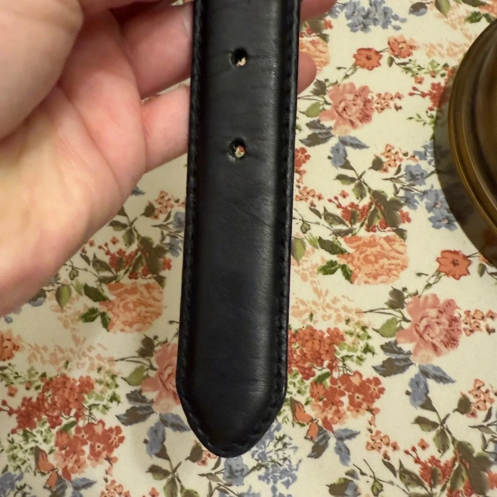 Mens Oil Cow Hide Black Leather Dress Belt Laced‎ Size 40 Silver Buckle Classic